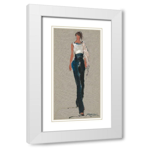 CHLOE White Modern Wood Framed Art Print with Double Matting by Shenli