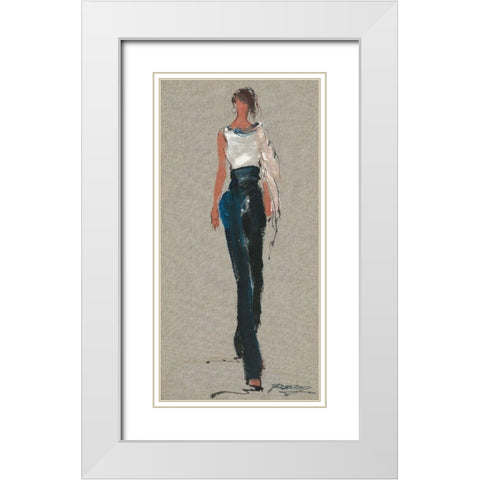 CHLOE White Modern Wood Framed Art Print with Double Matting by Shenli