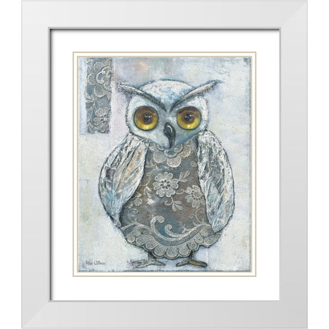 LACE OWL II White Modern Wood Framed Art Print with Double Matting by Withaar, Rian