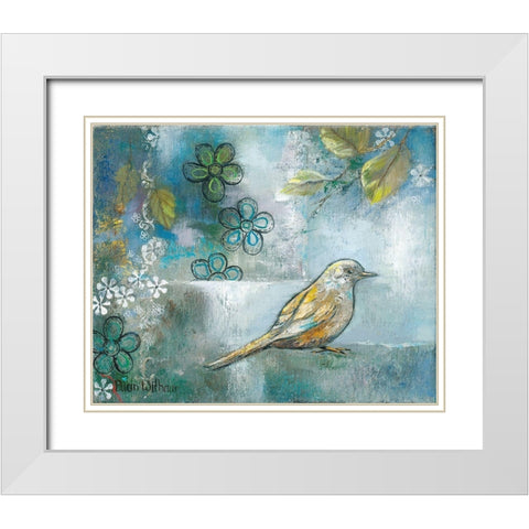 FLOWER BIRD I White Modern Wood Framed Art Print with Double Matting by Withaar, Rian