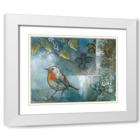 FLOWER BIRD II White Modern Wood Framed Art Print with Double Matting by Withaar, Rian