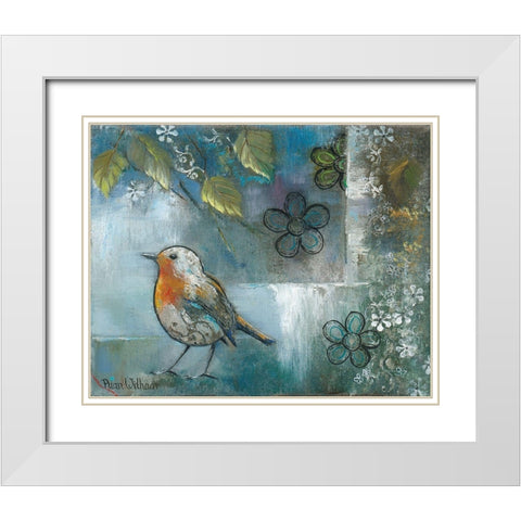 FLOWER BIRD II White Modern Wood Framed Art Print with Double Matting by Withaar, Rian