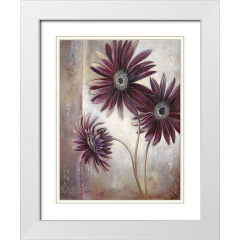 THREE FLOWERS White Modern Wood Framed Art Print with Double Matting by Withaar, Rian