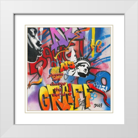 BANG GRAFFITY White Modern Wood Framed Art Print with Double Matting by Moega