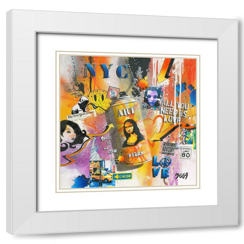 ART SPRAY GRAFFITY White Modern Wood Framed Art Print with Double Matting by Moega