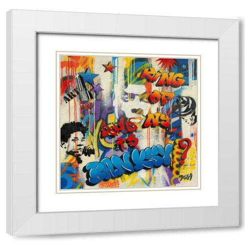 WHO GRAFFITY White Modern Wood Framed Art Print with Double Matting by Moega