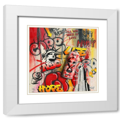 ART ZONE GRAFFITY White Modern Wood Framed Art Print with Double Matting by Moega