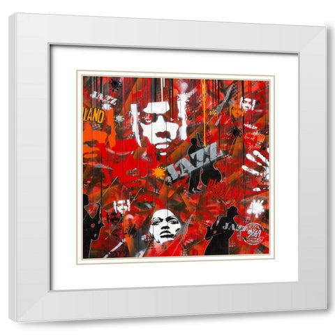 JAZZ GRAFFITY White Modern Wood Framed Art Print with Double Matting by Moega