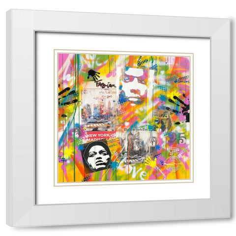 NY GRAFFITY White Modern Wood Framed Art Print with Double Matting by Moega