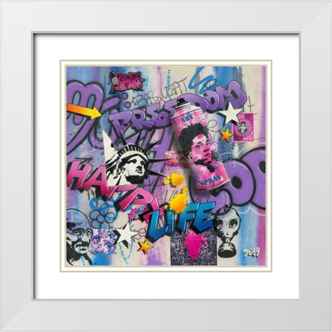 POP GRAFFITY White Modern Wood Framed Art Print with Double Matting by Moega