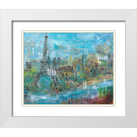 ABSTRACT PARIS White Modern Wood Framed Art Print with Double Matting by Mizo