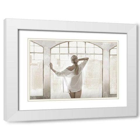 ADELINA IN LOFT White Modern Wood Framed Art Print with Double Matting by Dinsing, Dan