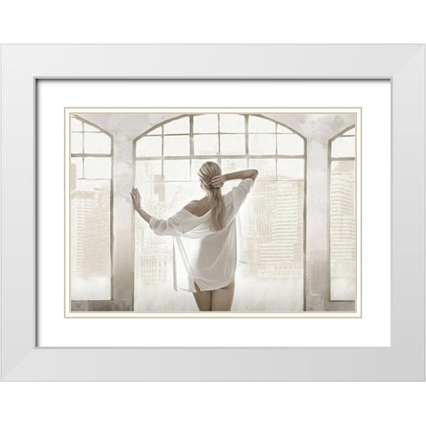 ADELINA IN LOFT White Modern Wood Framed Art Print with Double Matting by Dinsing, Dan