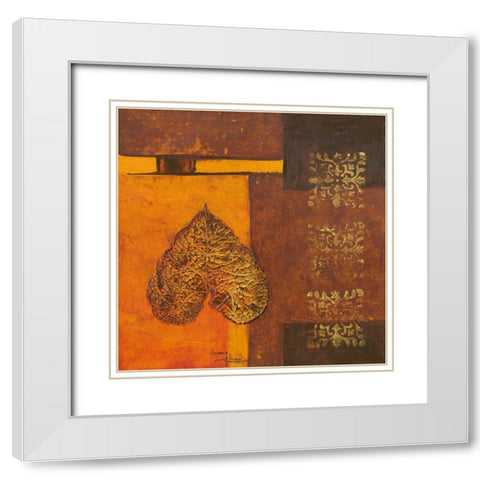 Leaflets I White Modern Wood Framed Art Print with Double Matting by Kikani, Umang