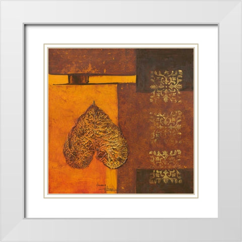 Leaflets I White Modern Wood Framed Art Print with Double Matting by Kikani, Umang