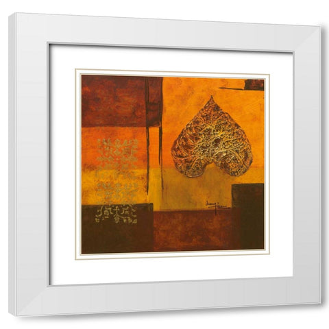 Leaflets II White Modern Wood Framed Art Print with Double Matting by Kikani, Umang
