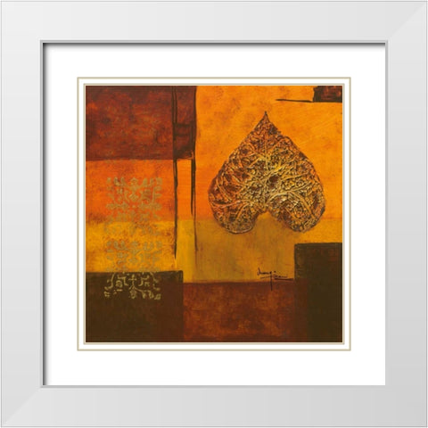 Leaflets II White Modern Wood Framed Art Print with Double Matting by Kikani, Umang