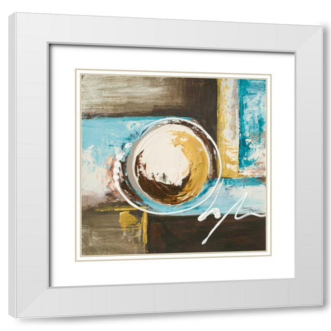 Spherical I White Modern Wood Framed Art Print with Double Matting by Kikani, Umang
