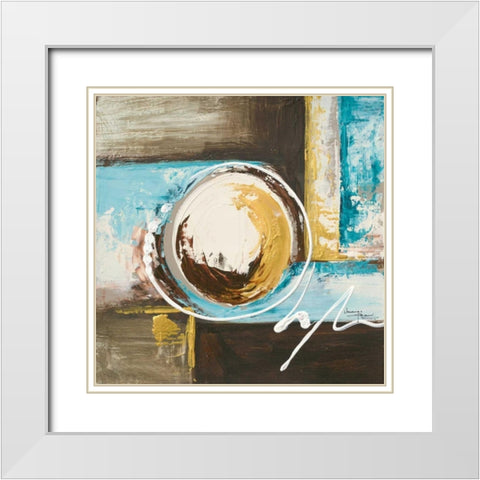 Spherical I White Modern Wood Framed Art Print with Double Matting by Kikani, Umang