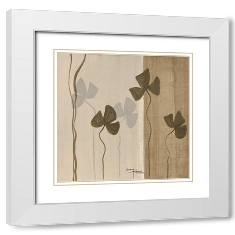Dancing Leaves I White Modern Wood Framed Art Print with Double Matting by Kikani, Umang