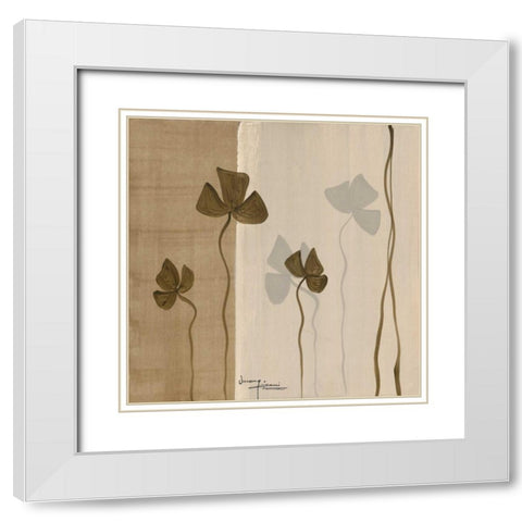 Dancing Leaves II White Modern Wood Framed Art Print with Double Matting by Kikani, Umang