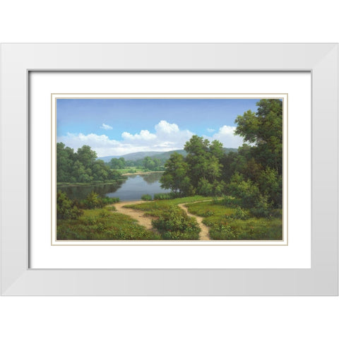 Quiet waters White Modern Wood Framed Art Print with Double Matting by Babichev