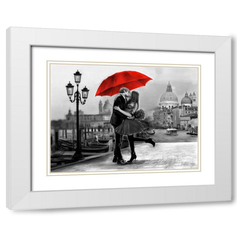 B+W Venice Love White Modern Wood Framed Art Print with Double Matting by Tarin, Michael