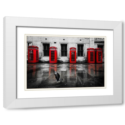 PHONE BOOTHS I White Modern Wood Framed Art Print with Double Matting by Kostka, Vladimir