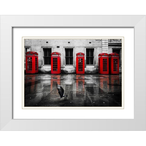 PHONE BOOTHS I White Modern Wood Framed Art Print with Double Matting by Kostka, Vladimir
