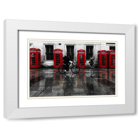 PHONE BOOTHS II White Modern Wood Framed Art Print with Double Matting by Kostka, Vladimir