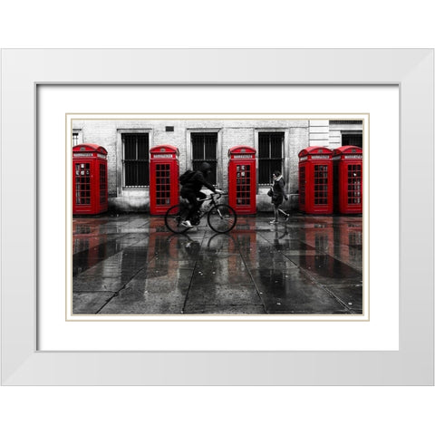 PHONE BOOTHS II White Modern Wood Framed Art Print with Double Matting by Kostka, Vladimir