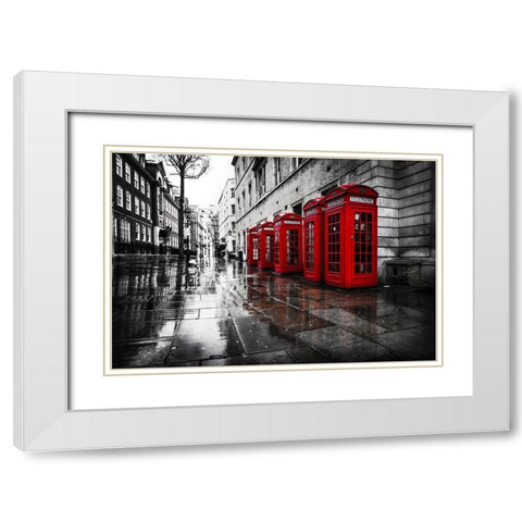 PHONE BOOTHS III White Modern Wood Framed Art Print with Double Matting by Kostka, Vladimir