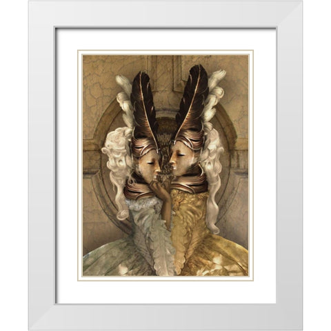 Bal Du Mask 5 White Modern Wood Framed Art Print with Double Matting by Babette