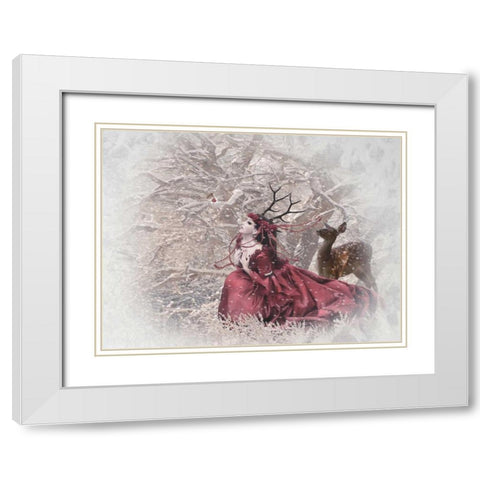 Christmas Fairy White Modern Wood Framed Art Print with Double Matting by Babette