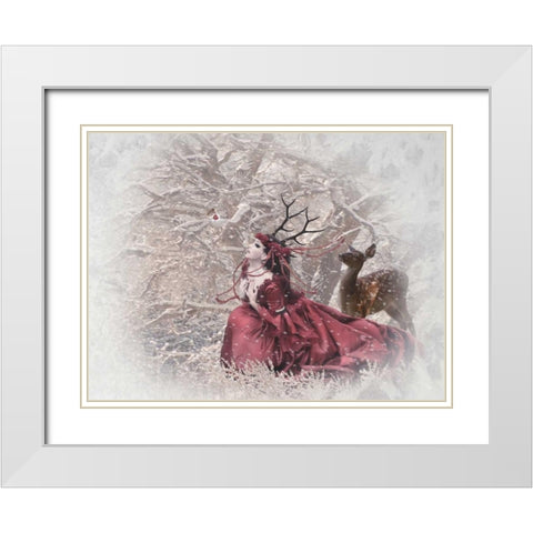 Christmas Fairy White Modern Wood Framed Art Print with Double Matting by Babette