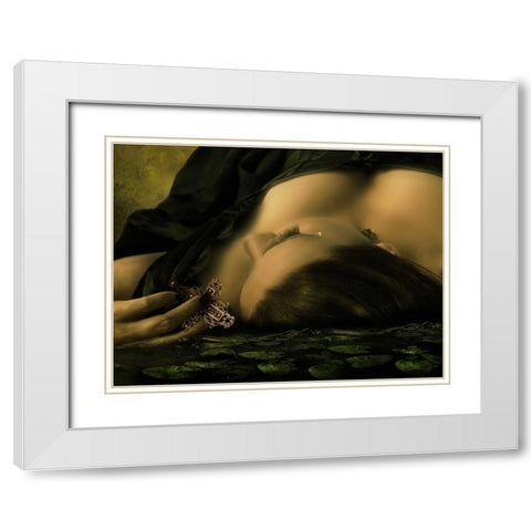 Teardrop White Modern Wood Framed Art Print with Double Matting by Babette