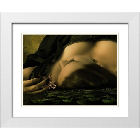 Teardrop White Modern Wood Framed Art Print with Double Matting by Babette