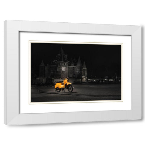 SCOOTER White Modern Wood Framed Art Print with Double Matting by Kostka, Vladimir