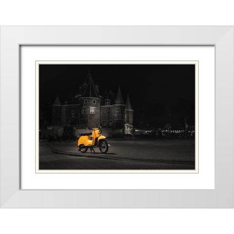 SCOOTER White Modern Wood Framed Art Print with Double Matting by Kostka, Vladimir