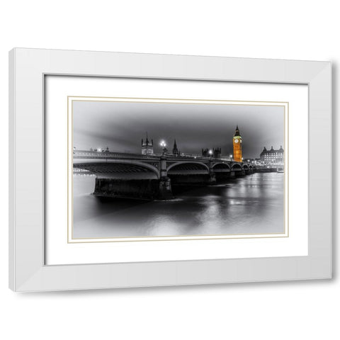 LONDON TOWER AND BIRDGE White Modern Wood Framed Art Print with Double Matting by Kostka, Vladimir