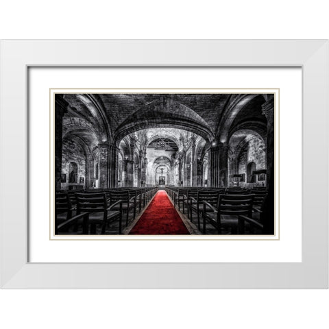Church in Cuba Red White Modern Wood Framed Art Print with Double Matting by Kostka, Vladimir