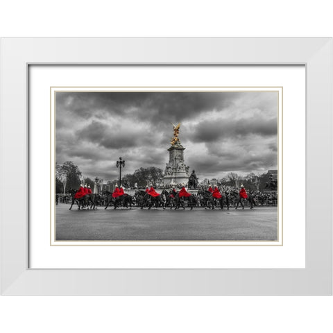 London Guards White Modern Wood Framed Art Print with Double Matting by Kostka, Vladimir