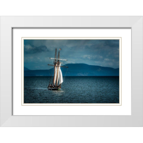 SAILING AWAY White Modern Wood Framed Art Print with Double Matting by Kostka, Vladimir
