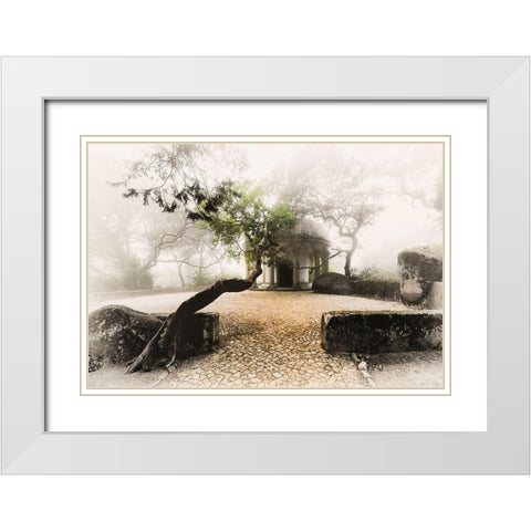 MISTY CHAPEL White Modern Wood Framed Art Print with Double Matting by Kostka, Vladimir