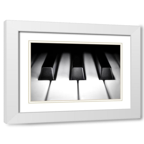 PIANO KEYS White Modern Wood Framed Art Print with Double Matting by Kostka, Vladimir