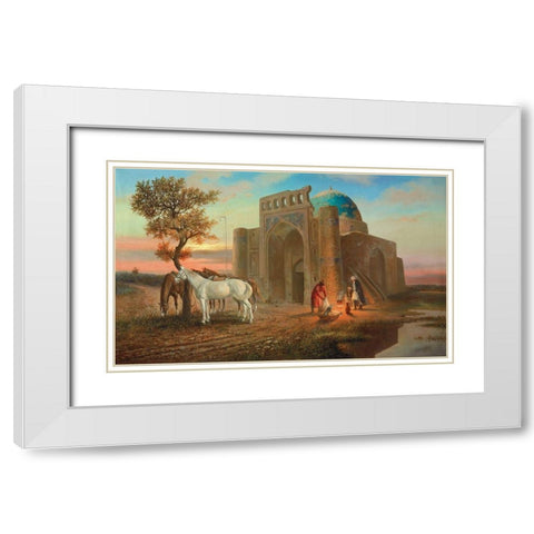Mosque White Modern Wood Framed Art Print with Double Matting by Chairudinov, A.
