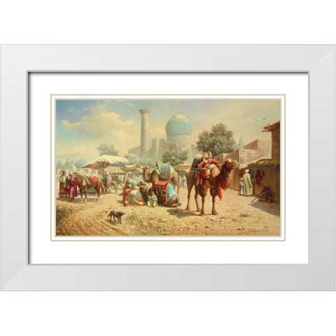 Caravan White Modern Wood Framed Art Print with Double Matting by Chairudinov, A.
