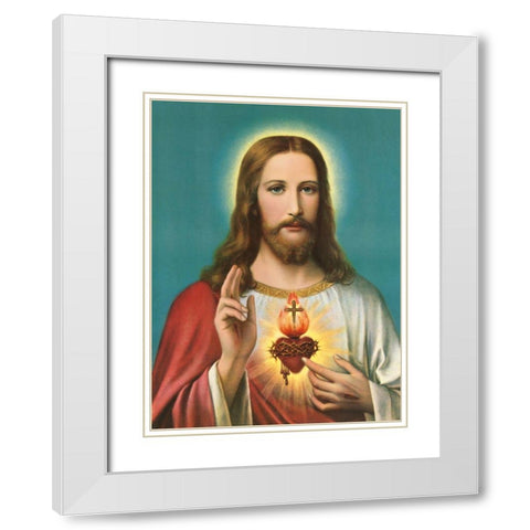 HL. HERZ JESU White Modern Wood Framed Art Print with Double Matting by Anonymous