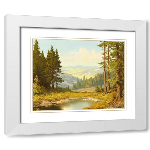 QUIET POND White Modern Wood Framed Art Print with Double Matting by Bochmann, Joh.