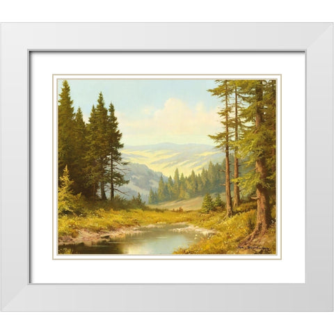 QUIET POND White Modern Wood Framed Art Print with Double Matting by Bochmann, Joh.